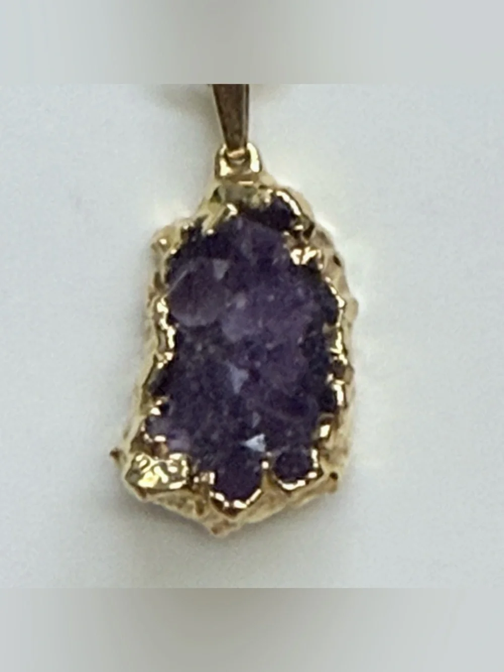 Druzy Amethyst electroplated gold tone pendant necklace - Picture 2 of 4